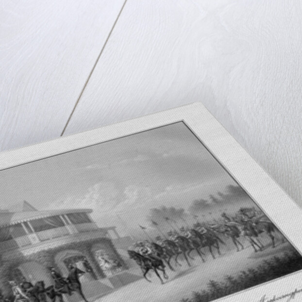 Parade of the Chevalier Guard regiment at the Cottege Palace in the Alexandria Park in Peterhof, 185 by Anonymous