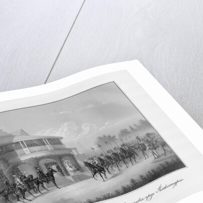 Parade of the Chevalier Guard regiment at the Cottege Palace in the Alexandria Park in Peterhof, 185 by Anonymous