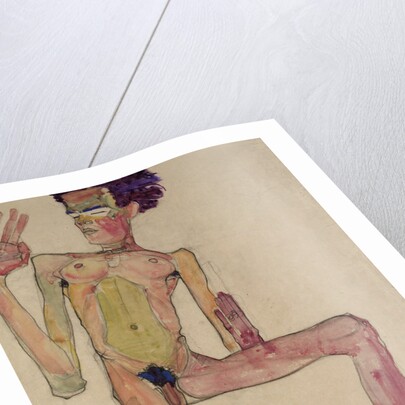 Kneeling Nude with Raised Hands (Self-Portrait) by Anonymous