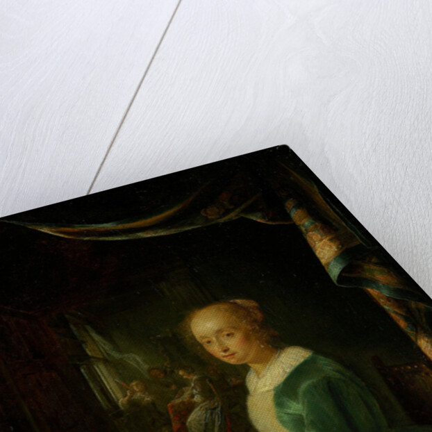 A young lady playing a clavichord by Anonymous