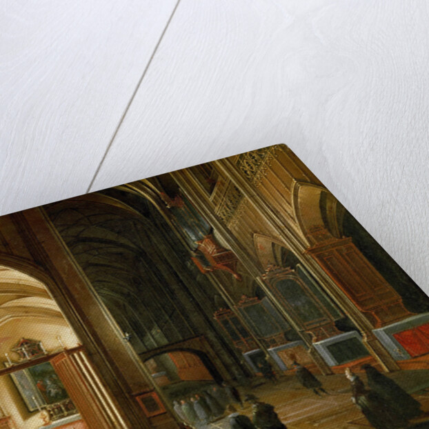 Evening service in a Gothic church by Anonymous