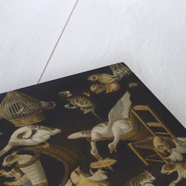 A Grotesque Scene With Animals Playing And a Dog Wrapped In Swaddling Clothes, Second Half of the 17 by Anonymous