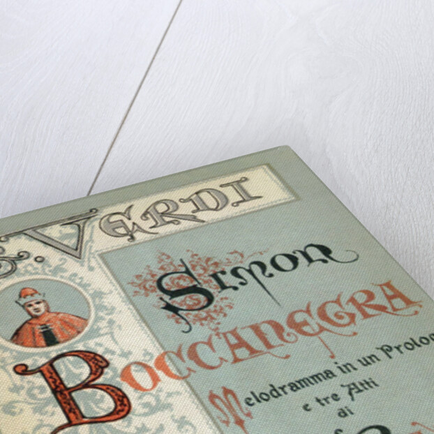 Cover to the first edition of the Libretto of opera Simon Boccanegra by Giuseppe Verdi, 1881 by Anonymous