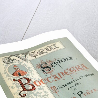 Cover to the first edition of the Libretto of opera Simon Boccanegra by Giuseppe Verdi, 1881 by Anonymous