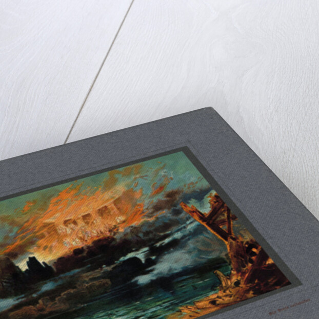 Valhalla on fire. Stage design for the opera Twilight of the Gods by Richard Wagner, 1896 by Anonymous