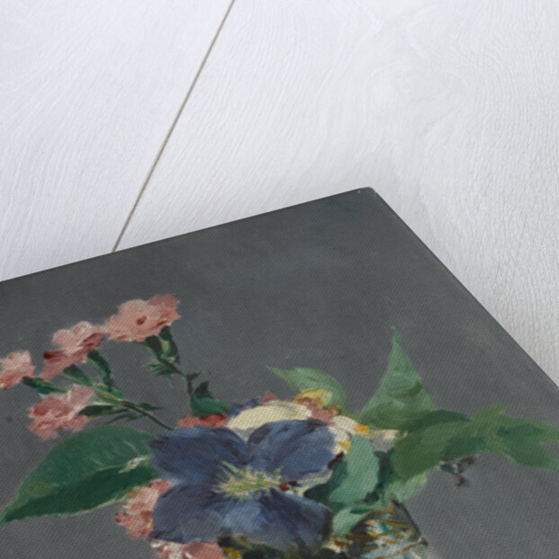 Carnations and clematis in a crystal vase, c. 1882 by Anonymous