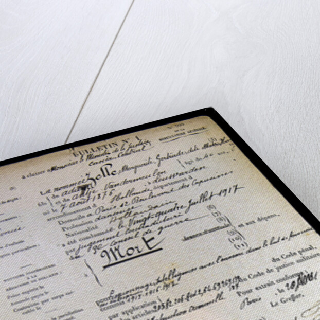 The official death sentence of Mata Hari, 1917 by Anonymous
