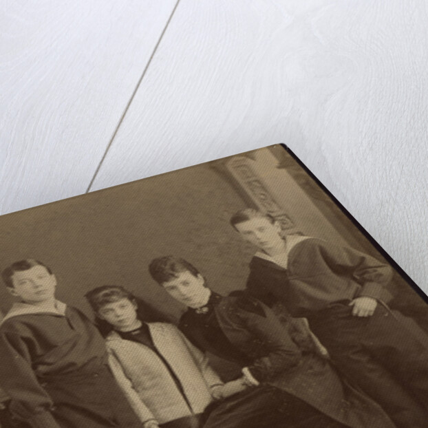 Empress Maria Fyodorovna with children, Nicholas Alexandrovich, George Alexandrovich and Xenia Alexa by Anonymous