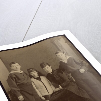 Empress Maria Fyodorovna with children, Nicholas Alexandrovich, George Alexandrovich and Xenia Alexa by Anonymous