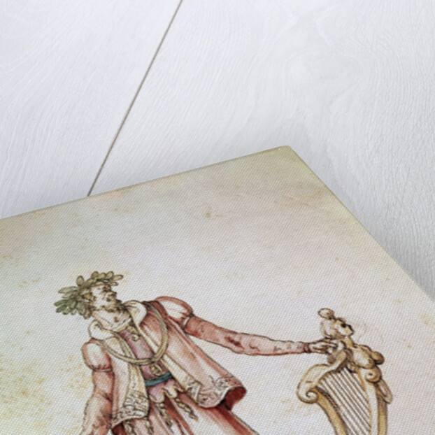 Portrait of Jacopo Peri. Costume design of Arion in the 5th Intermedio of La Pellegrina, by Anonymous