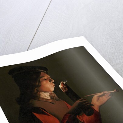 A young boy with a pipe, blowing on a firebrand, 1645-1648 by Anonymous