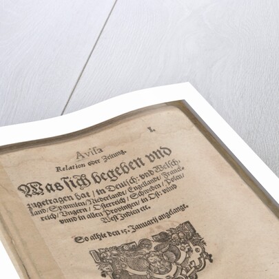 Aviso. Relation oder Zeitung. Title page of the first edition, 1609 by Anonymous