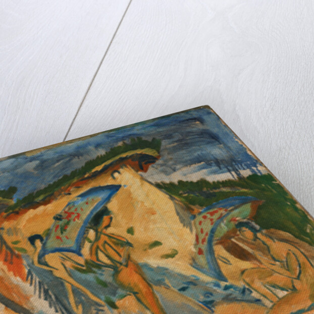 Fehmarn Dunes With Bathers Under Japanese Umbrellas, 1913 by Anonymous