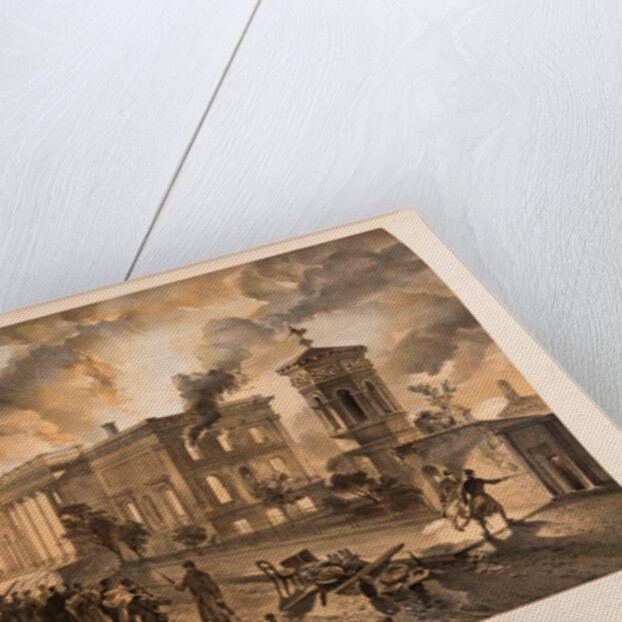 The burning of the Public Library and the Tower of the Winds in Sevastopol, 1855-1856 by Anonymous