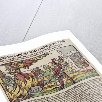 The Derenburg witch trial. Popular print, 1555 by Anonymous