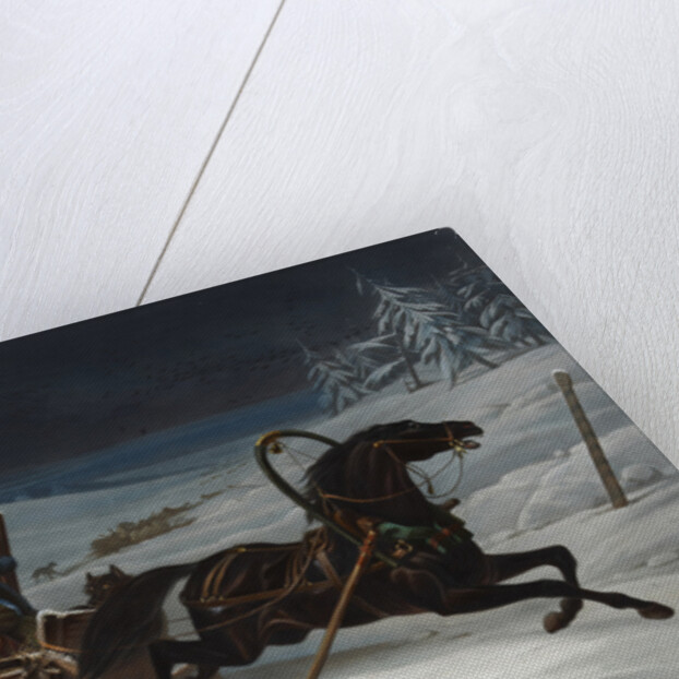 Sleigh of a Russian family pursued by wolves, 1830s by Anonymous