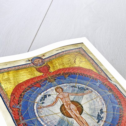 The Cosmic Spheres and Human Being. (Vision from Liber Divinorum Operum), ca 1220-1230 by Anonymous
