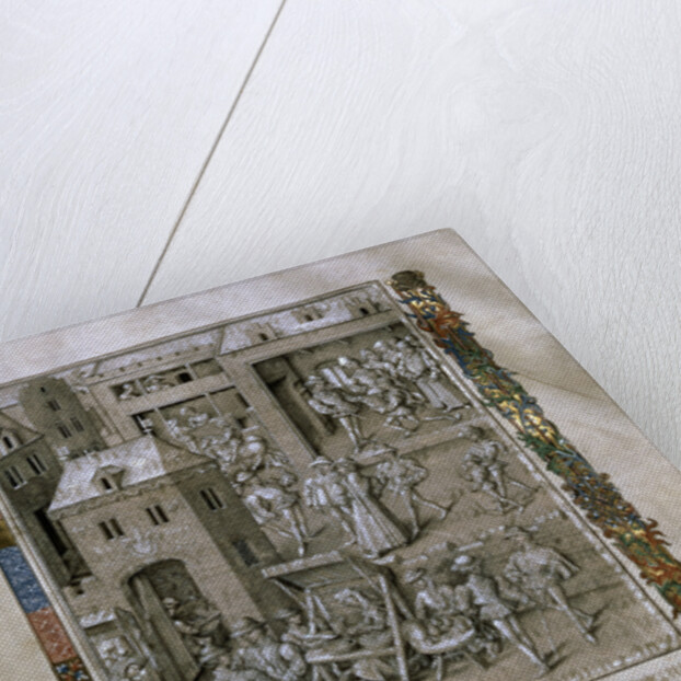 Market scene and Presentation of the book to Philip the Good by Anonymous