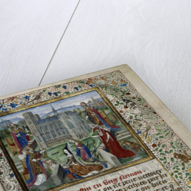 Margaret of York praying in front of the Cathedral of St. Gudula in Brussels, c. 1467-1469 by Anonymous