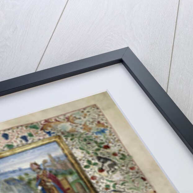 Margaret of York praying in front of the Cathedral of St. Gudula in Brussels, c. 1467-1469 by Anonymous