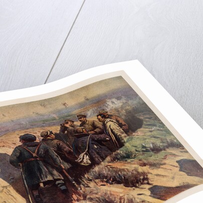 Stalin, Voroshilov and Shchadenko in the trenches of Tsaritsyn, 1934 by Anonymous