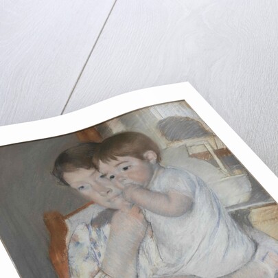 Femme et enfant devant une tablette où sont posés un broc et une cuvette, c. 1889 by Anonymous