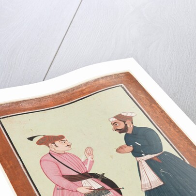 A noble, probably Raja Gaur Sen, receives another noble, c. 1700-20 by Unknown