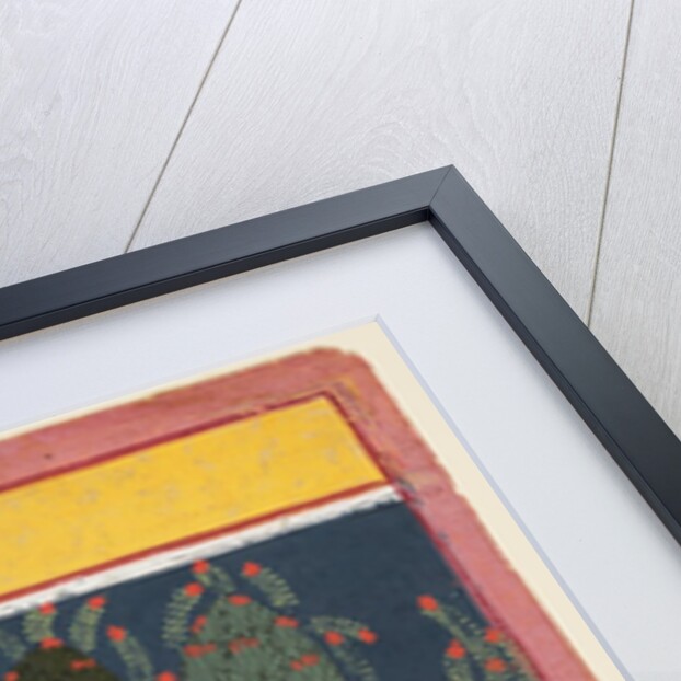 A page from a Rasikapriya series: Krishna and Radha and the Sakhis with musical instruments, c. 1650 by Unknown