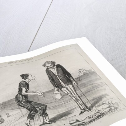 Aquatic Sketches, plate 8: Madame la Baronne, it is my honor…, 1853 by Honoré Daumier; Ch. Trinocq