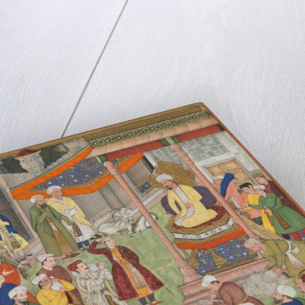 Babur receives booty and Humayun?s salute after the victory over Sultan Ibrahim…, c. 1596-1597 or by Unknown