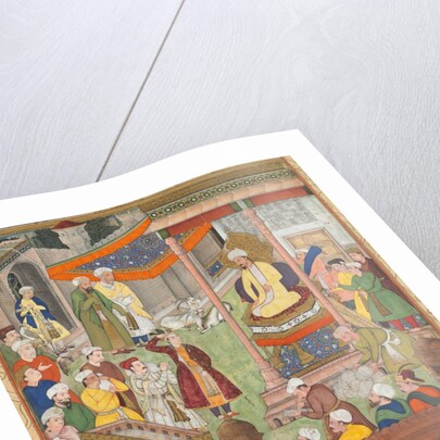 Babur receives booty and Humayun?s salute after the victory over Sultan Ibrahim…, c. 1596-1597 or by Unknown