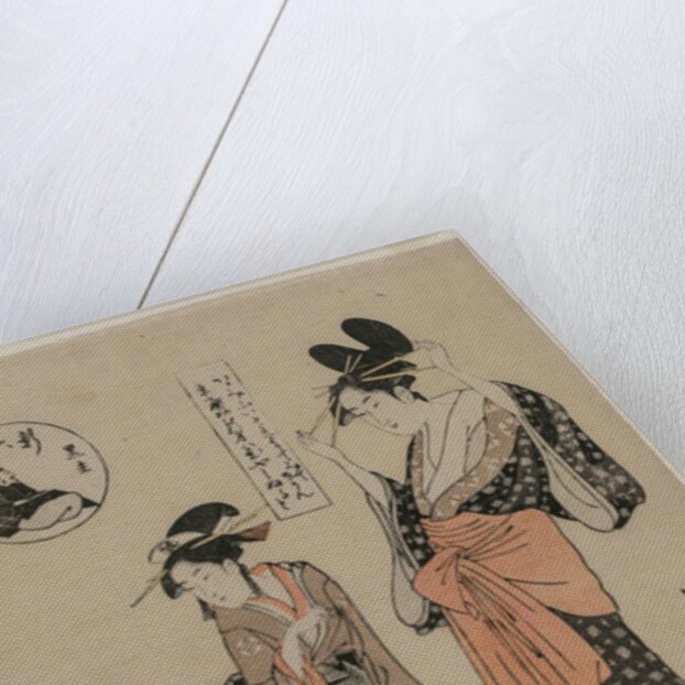 Courtesan Before a Mirror Adjusting Her Hairpins (from the series A New Series of the Six…, mid 17 by Ch?bunsai Eishi