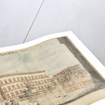 Eighteen Views of Rome: The Piazza Farnese; Cartouche, 1664 by Lievin Cruyl