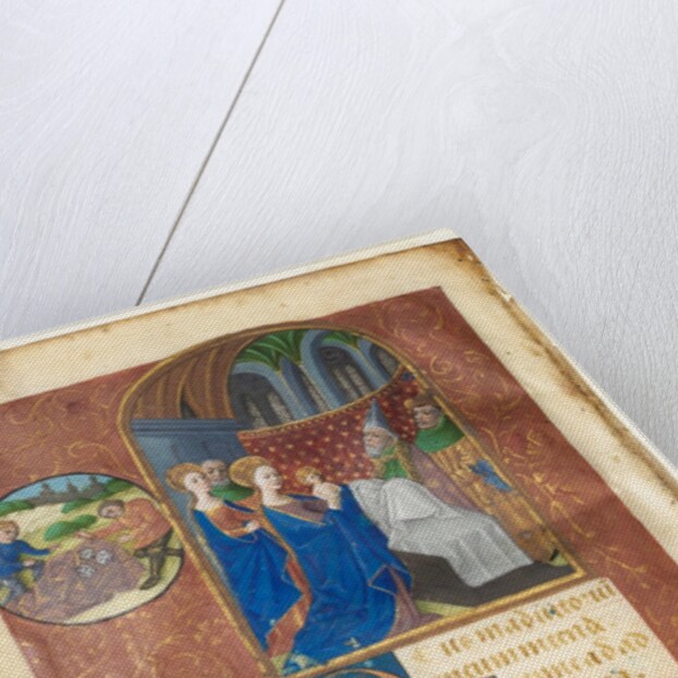Leaf from a Book of Hours: Presentation in the Temple with Roundels of the Casting of Lots…, c1460 by Master of Adélaïde de Savoie (follower of)