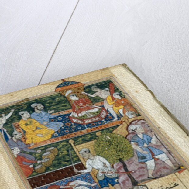 Page from Tales of a Parrot: Eighth night: The young prince is crowned…, 1558-1560 by Suraju