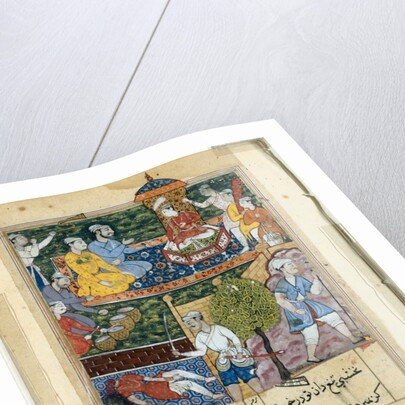 Page from Tales of a Parrot: Eighth night: The young prince is crowned…, 1558-1560 by Suraju