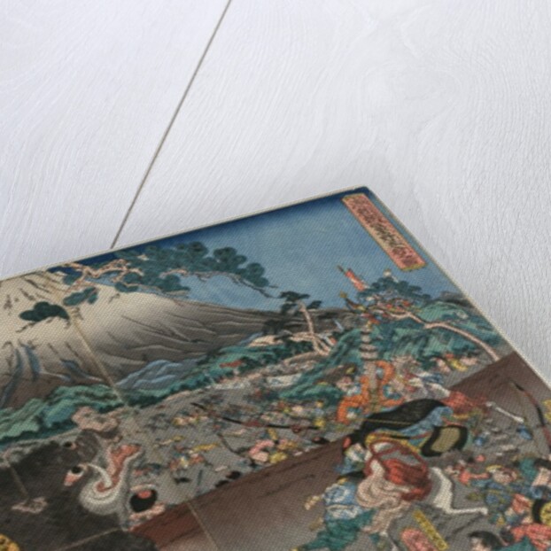 Picture of Minamoto no Yoritomo's Hunt on the Slopes of Mount Fuji, mid 1840s by Utagawa Yoshifuji