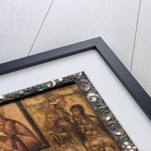 Portable Triptych Icon: Adoration of the Miracle-Working Icon of the Vladimir Mother of God,1600s by Unknown