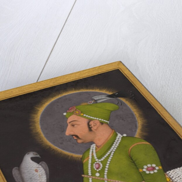Posthumous portrait of the Mughal emperor Muhammad Shah holding a falcon, 1764 by Muhammad Rizavi Hindi