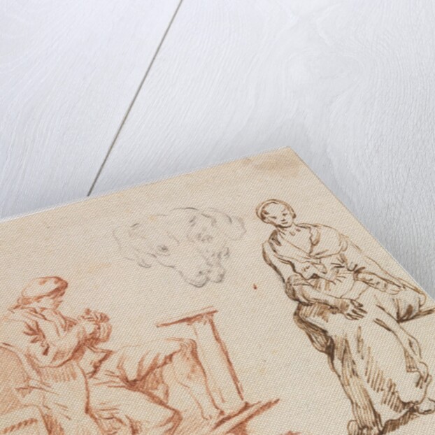 Sheet of Studies: Seated Man, Head of a Dog, Seated Woman, 1700s by Claude-Joseph Vernet
