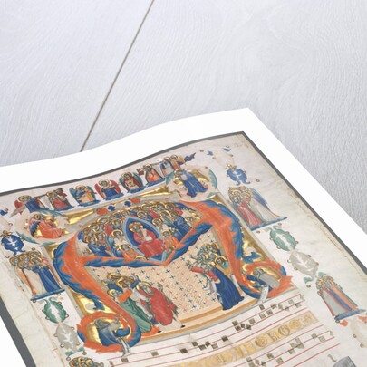 Single Leaf Excised from an Antiphonary: Inital A[spiciens a longe] with Christ in Majesty by Unknown