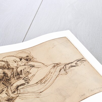 Study of Heads; Crenelated Fortress, 2nd half 1500s by Agostino Carracci