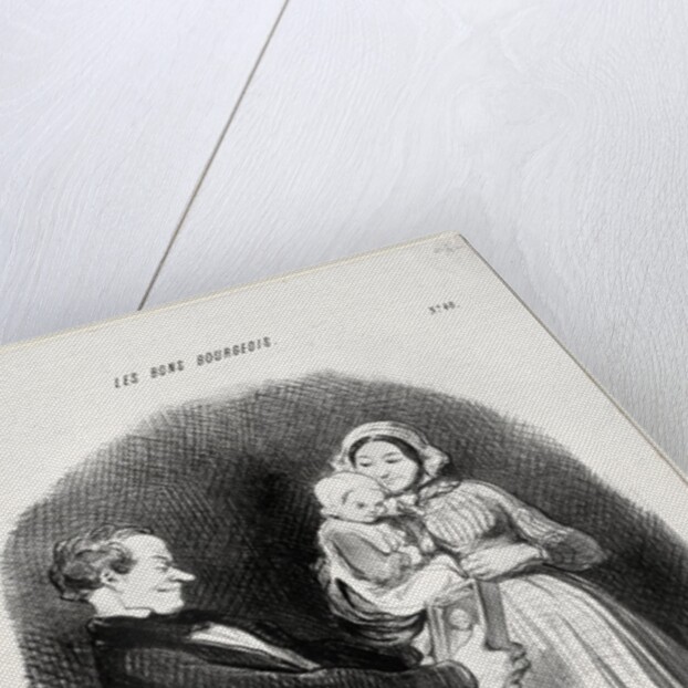 The Good Bourgeois, plate 40: Papa contemplates a likeness of his likeness, 1847 by Honoré Daumier
