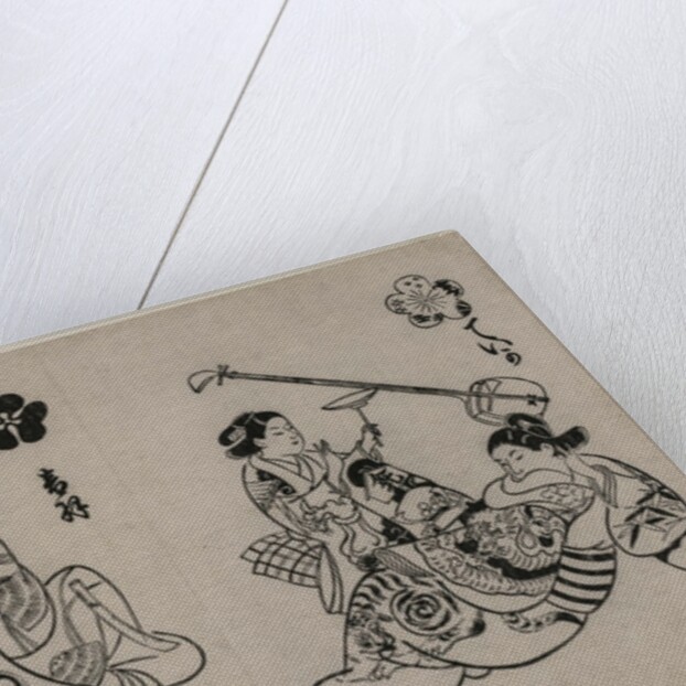 Three Courtesans with a Client by Okumura Masanobu