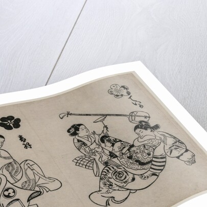 Three Courtesans with a Client by Okumura Masanobu