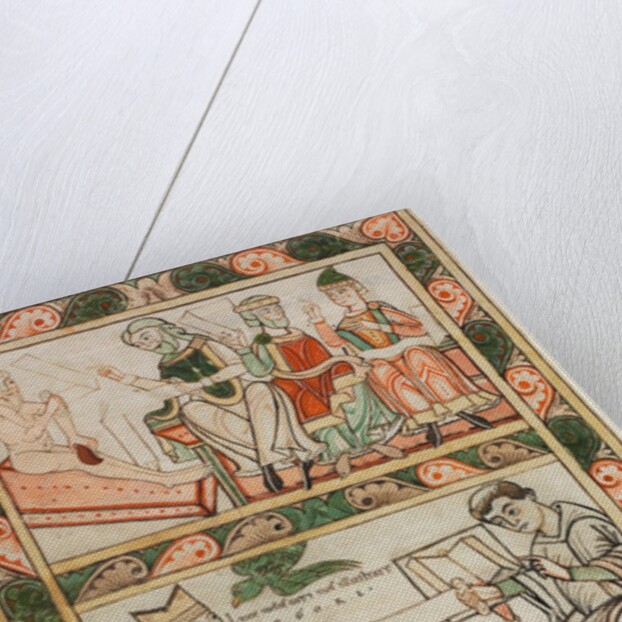 Title Page of St. Gregory's 'Moralia': Job Visited by His Three Friends…, c. 1143-1178 by Abbot Frowin (probably)