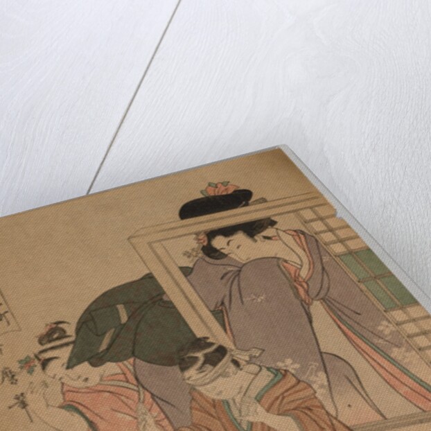 Two Children and a Woman Playing Blind Man's Bluff, 1753-1806 by Kitagawa Utamaro