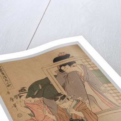 Two Children and a Woman Playing Blind Man's Bluff, 1753-1806 by Kitagawa Utamaro