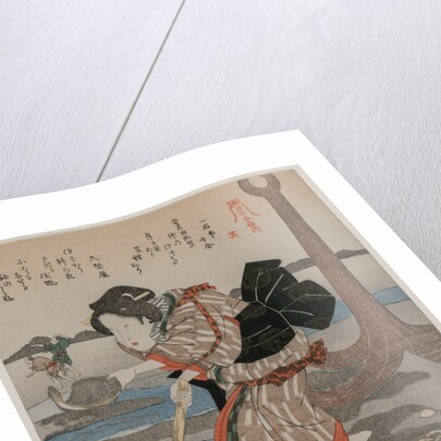 Woman Beside an Anchor; from the series Five Pictures of Low Tide, late 1820s by Utagawa Kuniyoshi