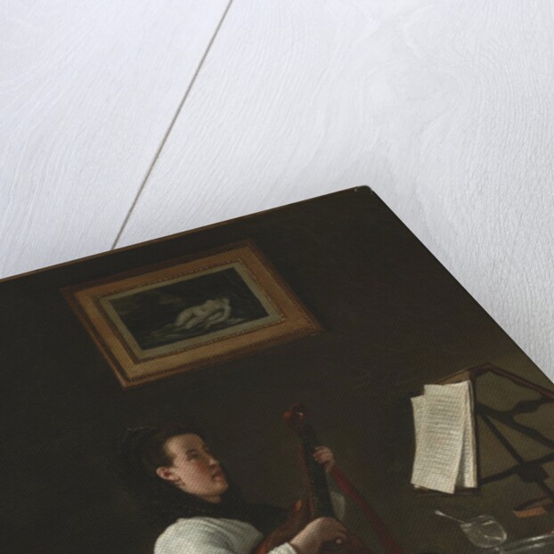 Young Woman with a Mandolin, Portrait of Louison Köhler, c. 1873-1874 by François Bonvin